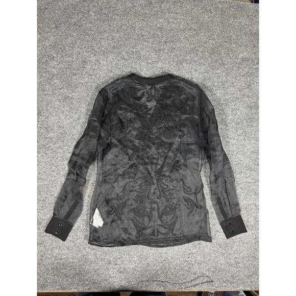 Escada Shirt Womens 36 Black Silk Sheer Embroidered Long Sleeve - Picture 2 of 11